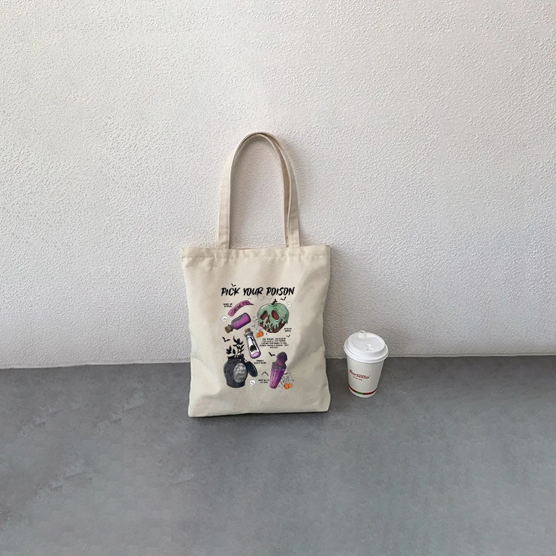 당신의 독 프린트 캔버스 토트백, 친환경 재사용 가능 쇼핑백, 레트로 캐주얼 숄더백, 할로윈 파티 선물, 신제품