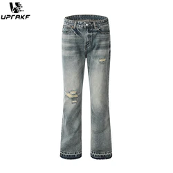 Uprakf-Jeans déchirés avec poches, pantalons en denim, streetwear basique, High Street DistMurcia, pantalons décontractés