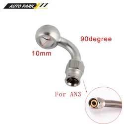 AN3 AN 10mm Stainless Steel 90 Degree Banjo Eye Brake Hose Fitting PTFE  Ends Adapter For Auto Car