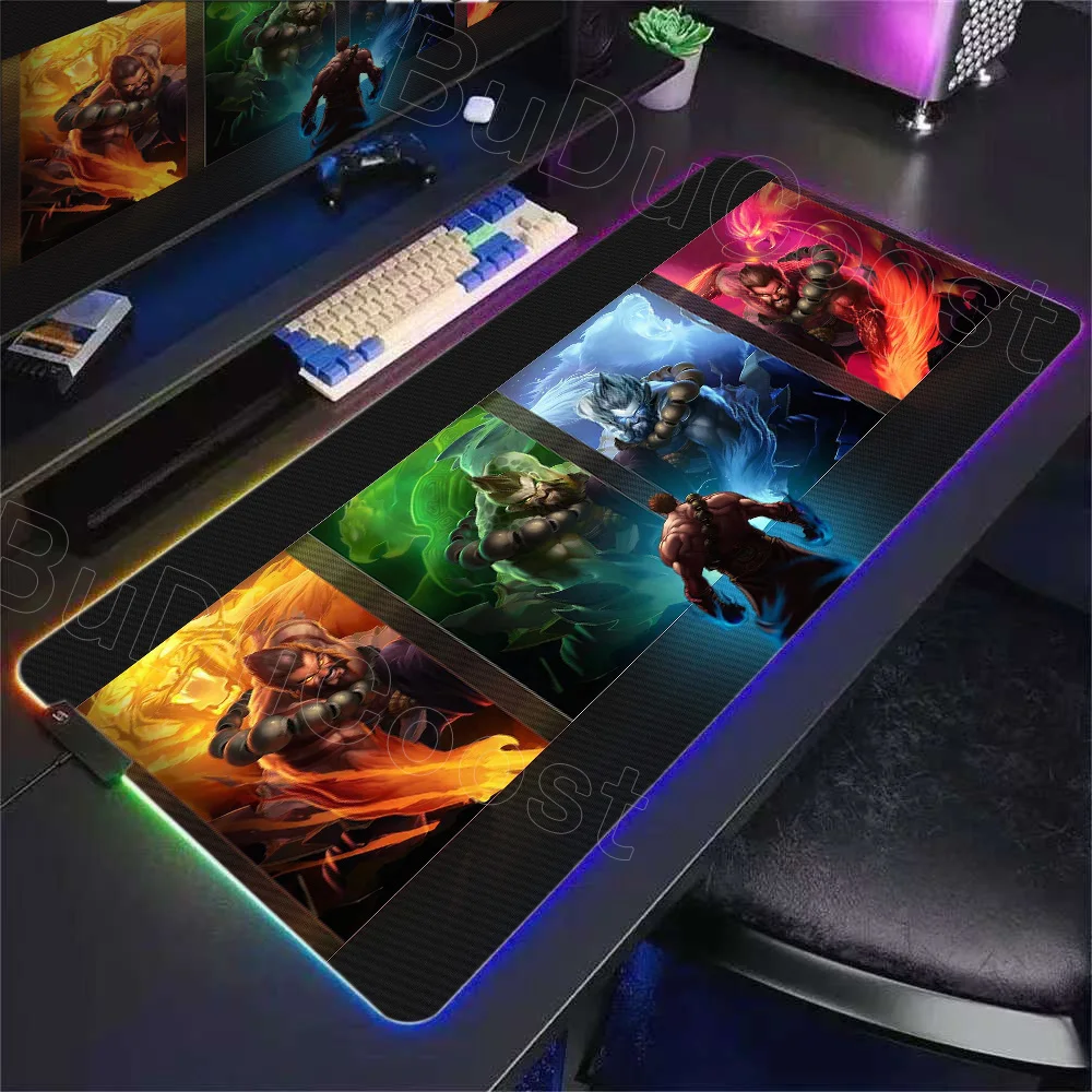

HD Printing LOL Mouse Pad RGB Keyboard Cover Colorful 900x400 MousePad LED Light E-sports Mousepads Computer Gamer Glow Desk Mat