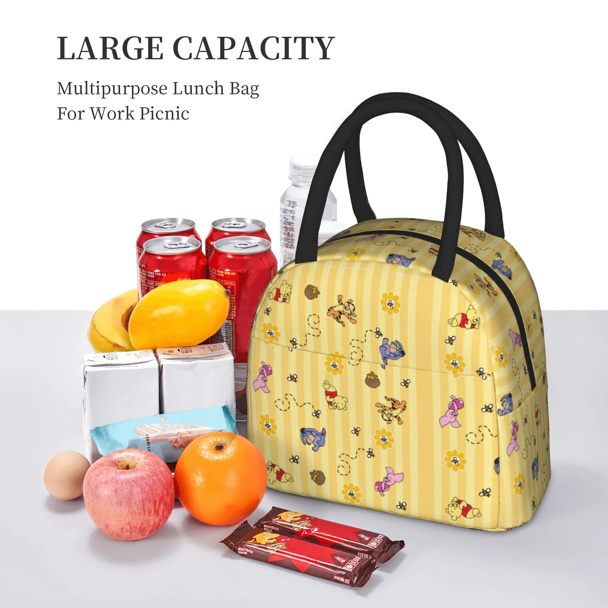 Cute Honey And Bee Insulated Lunch Bag Thermal Bag ,Lunch Container Winnie The Pooh Leakproof Tote Lunch Box Food Handbags - view 6