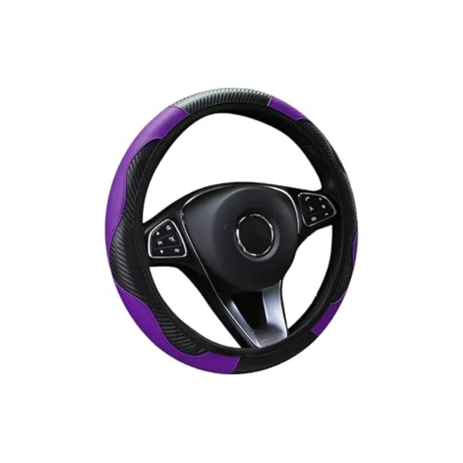

Car Steering Wheel Cover, 15 inch Carbon Fiber Microfiber Anti-Slip Breathable PU Leather Elastic Steering Wheel Protector, Car