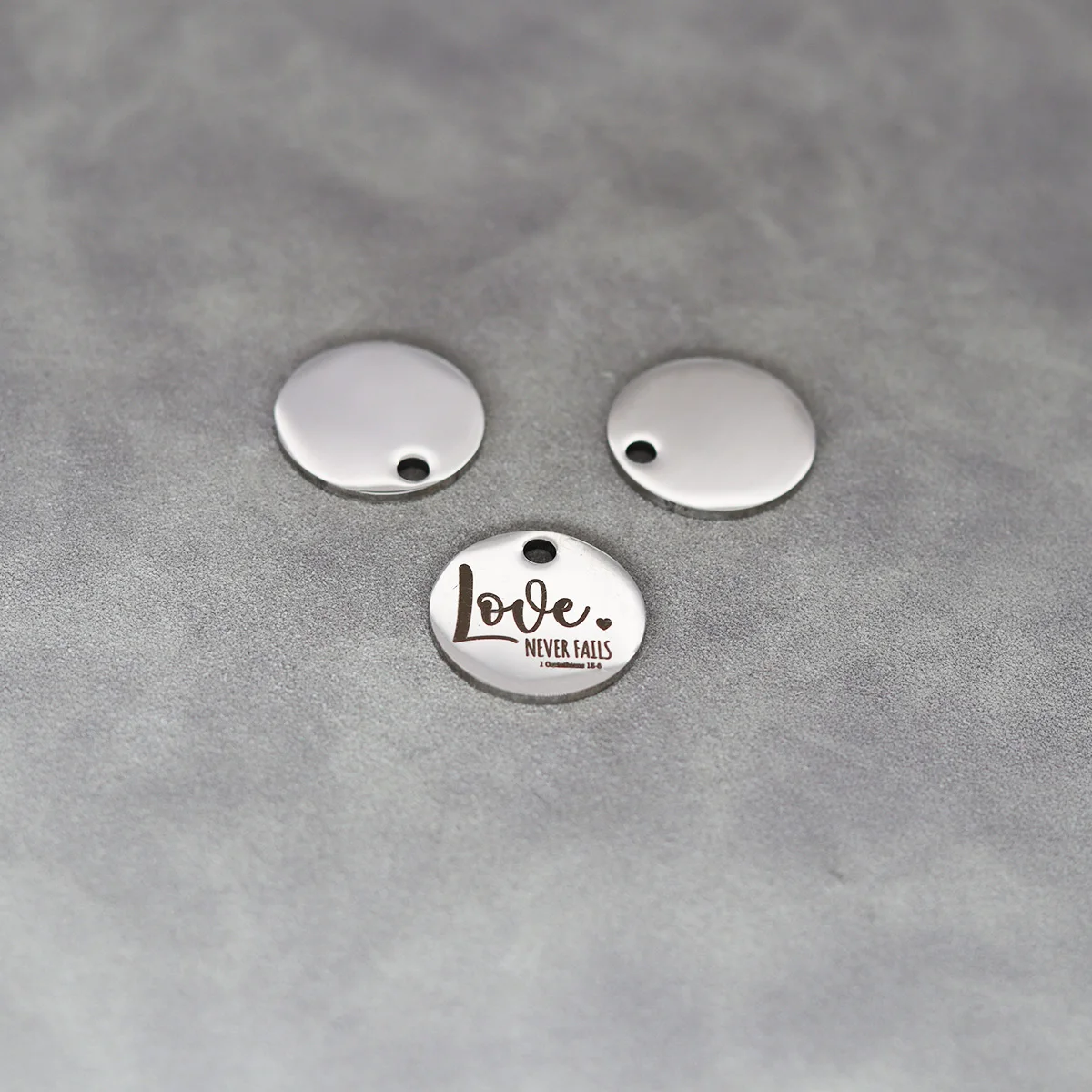 3pcs Love Never Fails Corinthians Bible Verse Laser Engraved Stainless Steel Charm for Bracelets DIY Jewelry Making Accessories