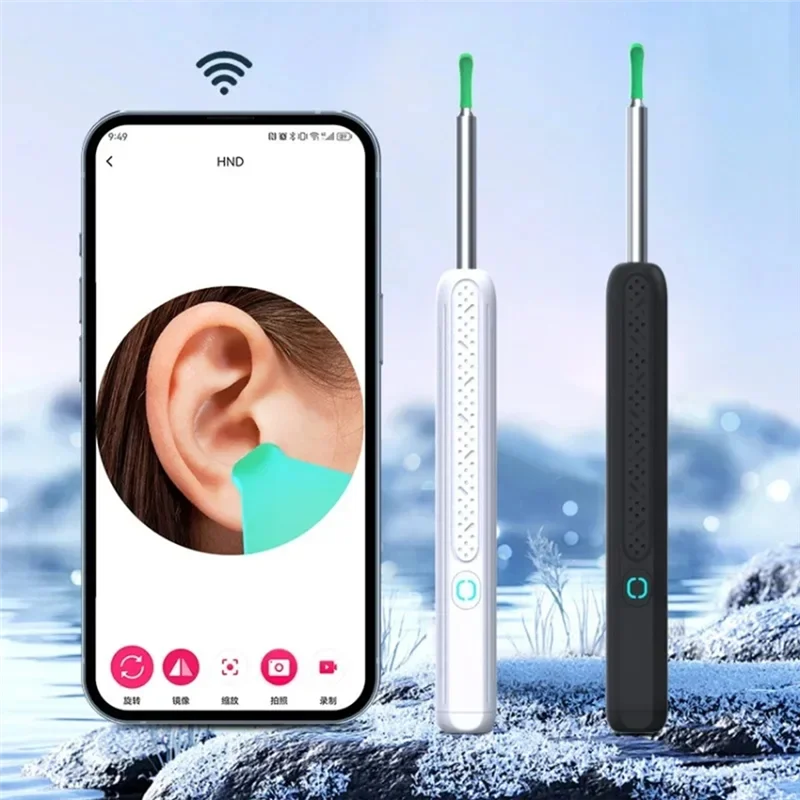 ABBZ-Luminous Bezprzewodowy Otoskop WiFi z Kamerą do Czyszczenia Uszu, Narzędzie do Usuwania Woskowiny, Inspekcja Jamy Ustnej i Zębów, Funkcje Pielęgnacji Zdrowia, Czyszczenie