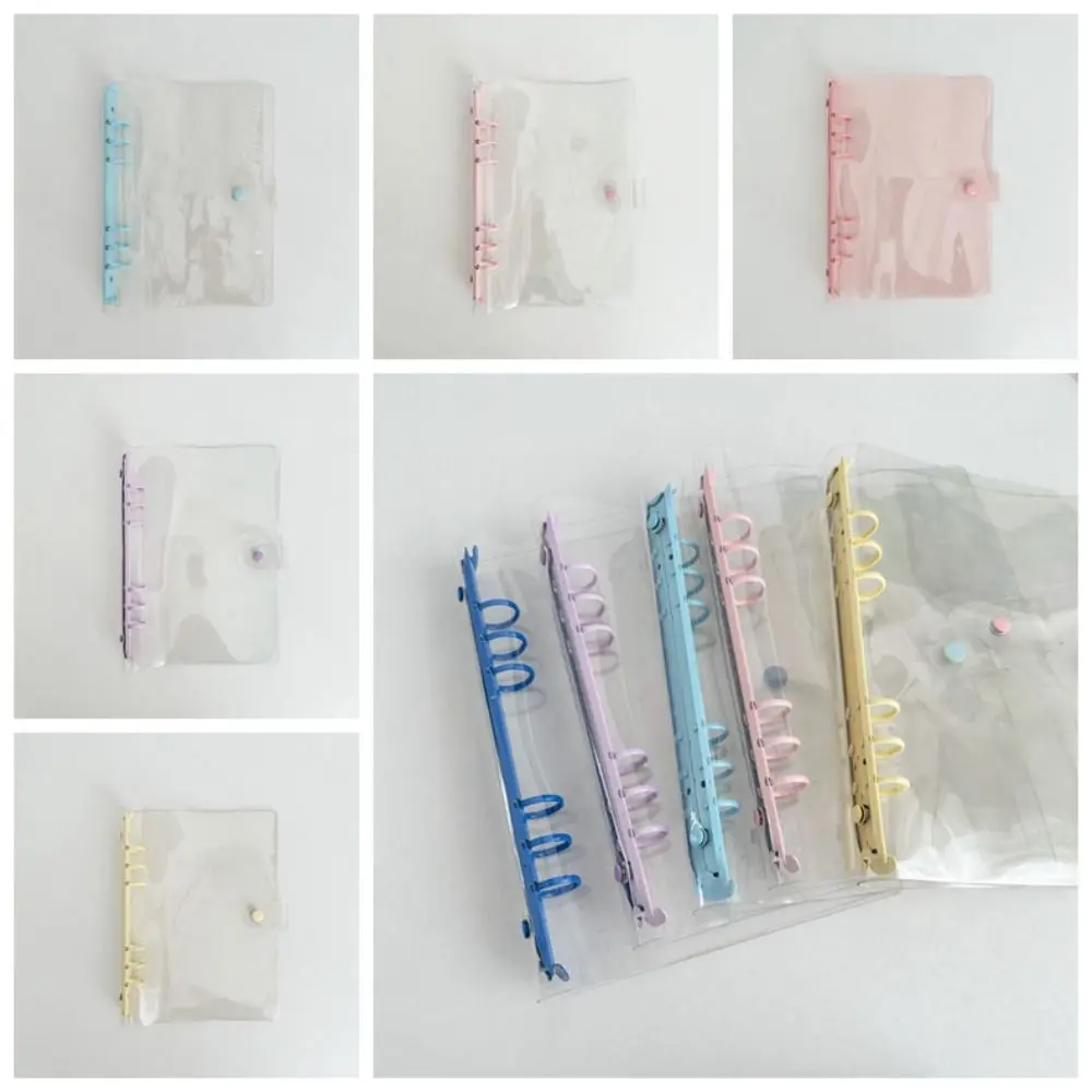 Carpeta portátil A5 de PVC y Metal, 6 agujeros, varios colores, hojas sueltas, carcasa transparente, impermeable, soporte para tarjetas fotográficas, diario