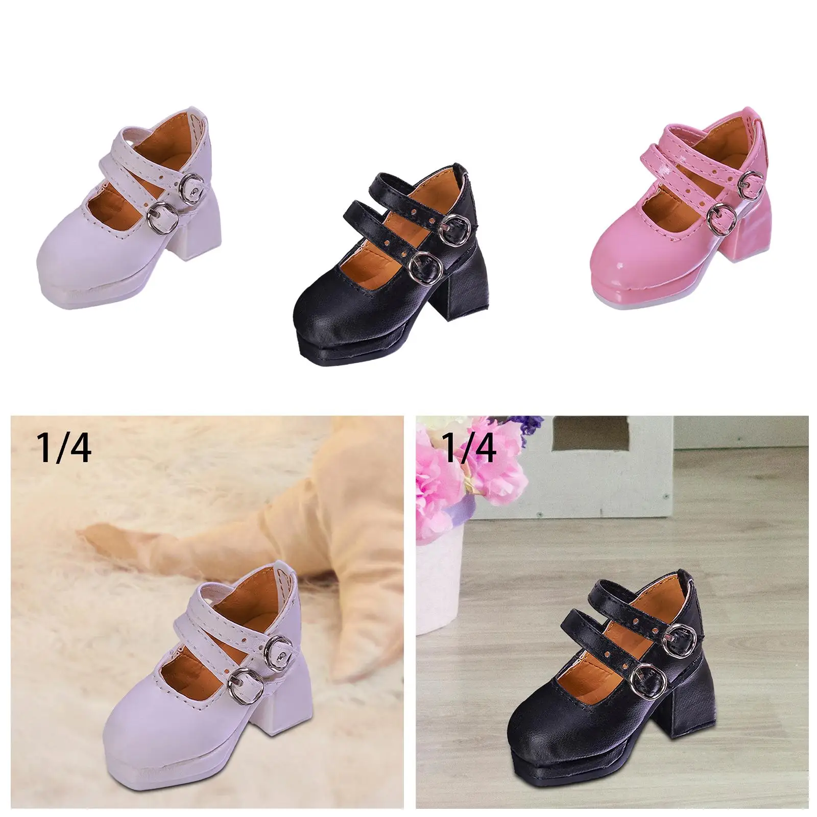 1/4 Scale Female Shoes Model Lightweight,Creative, Doll Accessories, Square Toe