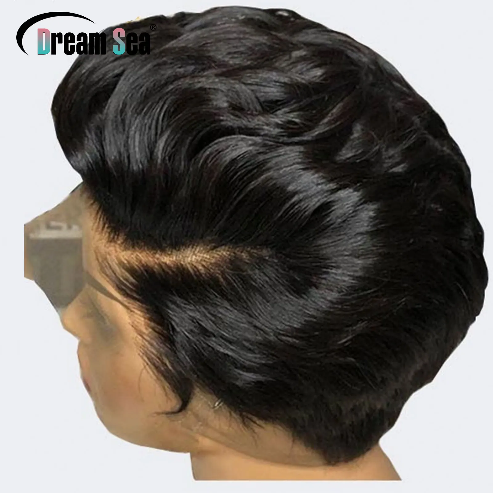 13x4 Side Part Pixie Cut Human Hair Wigs For Women Wavy Short Bob Lace Front Wig Glueless 180 Density Brazilian Hair Pre Plucked