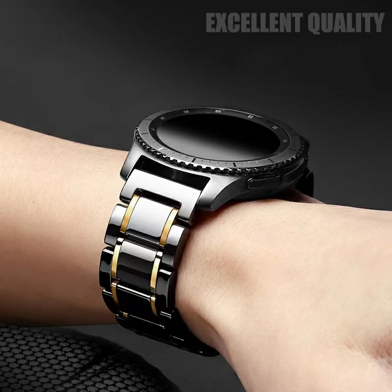 Ceramic Stainless Steel Band For Samsung Galaxy Watch Classic 4 5 Pro 40 44 45mm Gear Sport For Huawei GT 2 3 PRO 46mm Bracelet