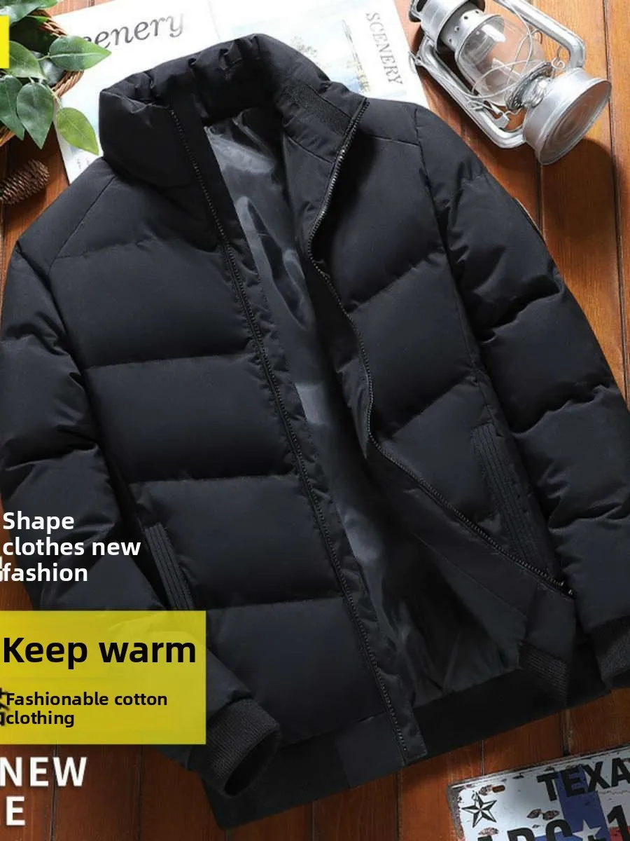 

Youth Casual Cotton Jaet Men's Winter New Faion down Cotton Coat Hooded Jaet Men's Outerwear Trendy Brand Loose Fit PU