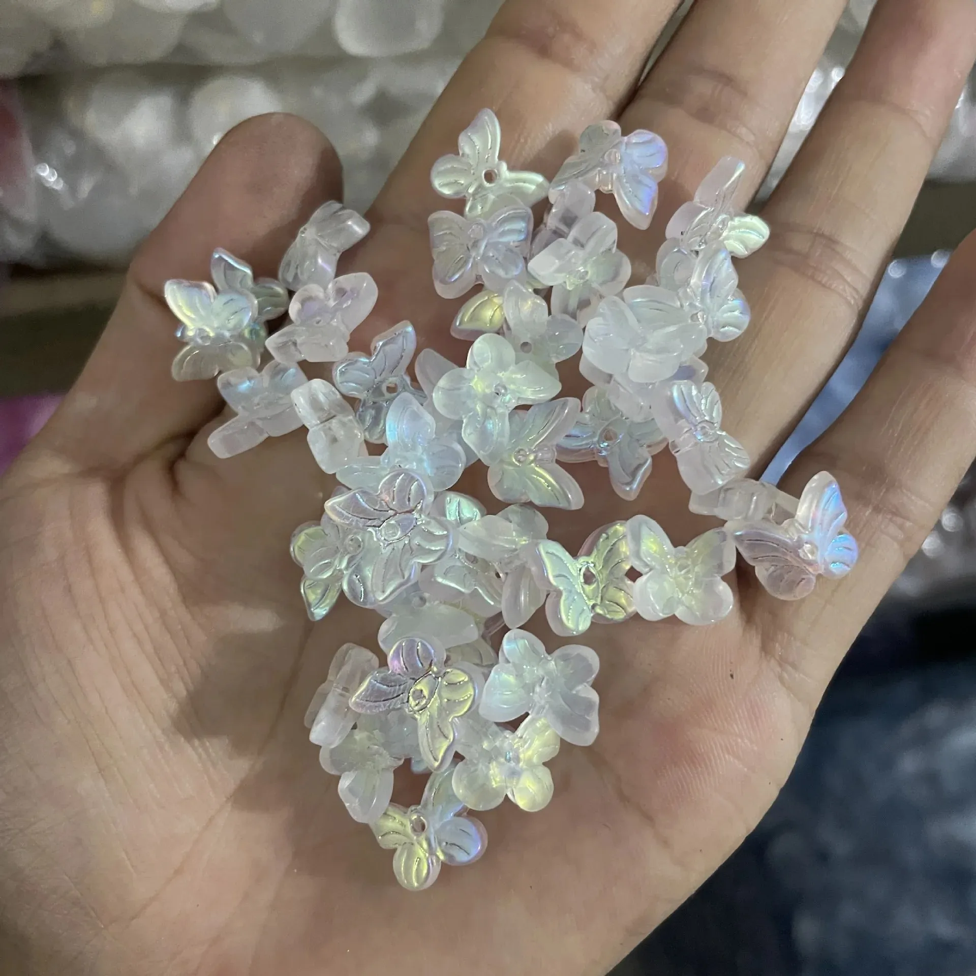 30/50PCS Mini Glass Leaf Beads Transparent Dark Green Leaf Loose Beads For Jewelry Making DIY Handmade Earrings Accessories Bulk