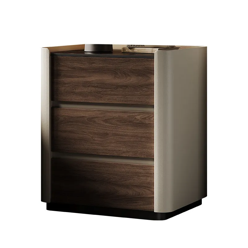

Modern simple light luxury bedroom Italian minimalist solid wood bedside table high-end designer creative house silent style