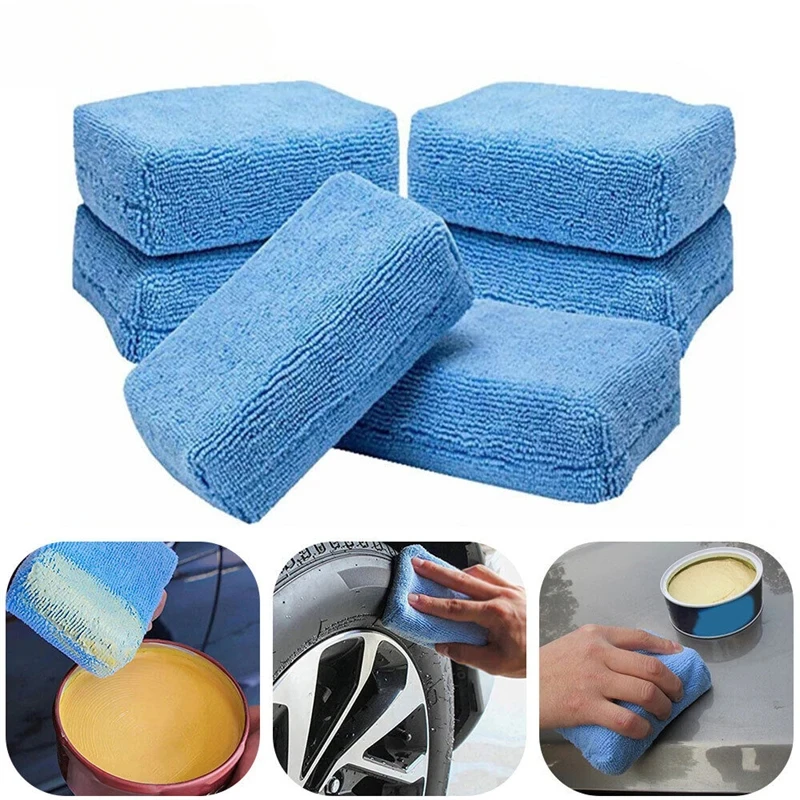 Almohadillas aplicadoras de microfibra, esponja de limpieza para detalles de coche, almohadilla aplicadora de revestimiento de cerámica para neumáticos, aplicación de espuma de cera