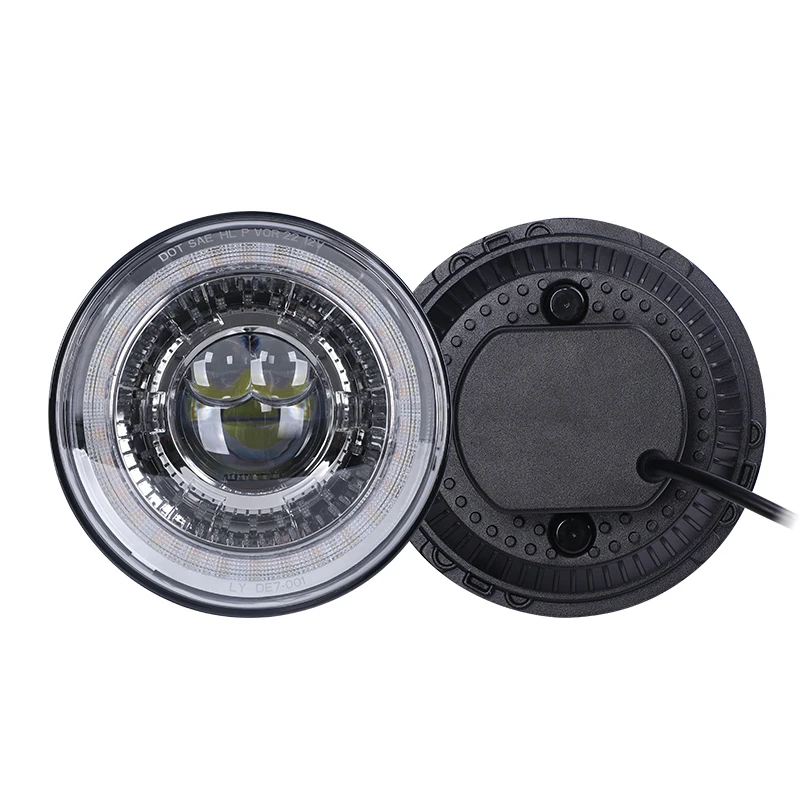 

STLFLoyo Dragon Eye Design 7-Inch Round Headlight for 4-1/2 LED Passing Lamps 4.5 Fog Light Mounting Bracket Ring 24V DRL