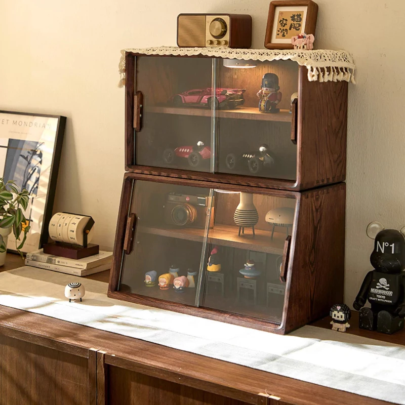 

Solid wood storage cabinet dust table desktop water cup tea set coffee rack