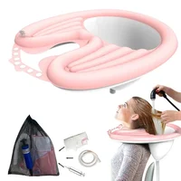 1 Juego de lavabo de champú inflable, almohadilla de champú portátil plegable de PVC, bañera de Spa, desinflado, lavabo para lavar el cabello para mujeres embarazadas y ancianos