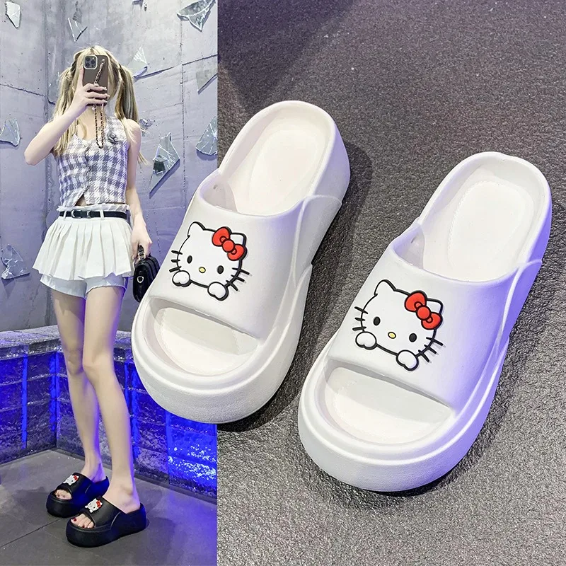 Sanrio Hello Kitty Anti-slip Anti-odor Fashionable Home Slippers  Thick-soled Cute Cartoon Beach Slipper  Anti-Slip Sandal