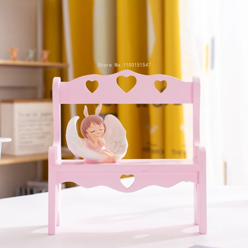 Girl Heart Pink Shelf Doll Storage Rack Display Stand Desktop Storage Cabinet Wooden Blind Box Storage Box Finishing Box