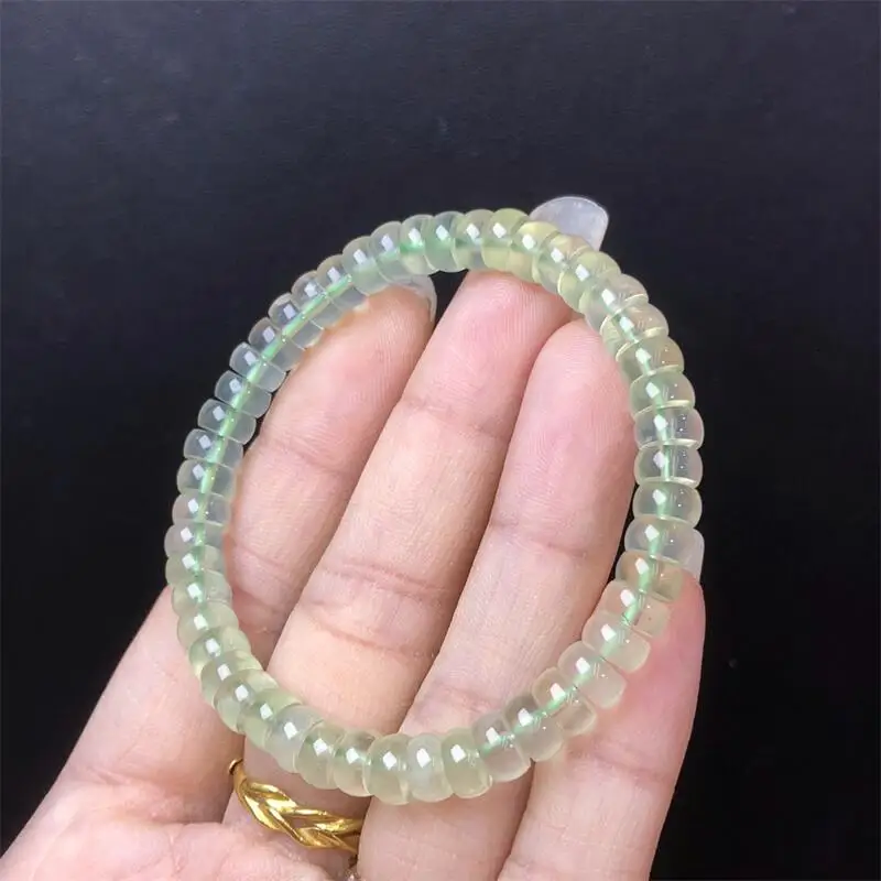 

6.5MM Natural Prehnite Facet Bead Bracelet Handmade Women Healing Gemstone Crystal Strand Lovers Girlfriend 1PCS