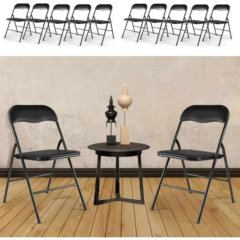 

(10 Pack) Commercial Black Plastic Stackable Wedding Party Event Folding Chairs