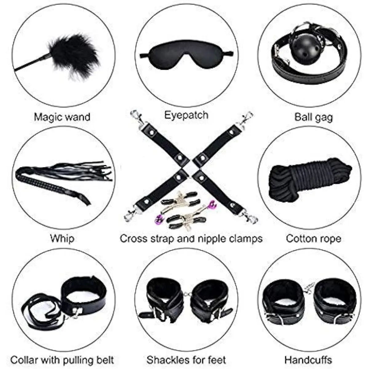 

10PCS Bondage Sex Toy for Couples BDSM Restraints Cosplay Sex Toys for Beginners Bondage Set Fetish Bed Restraints Kits Light SM