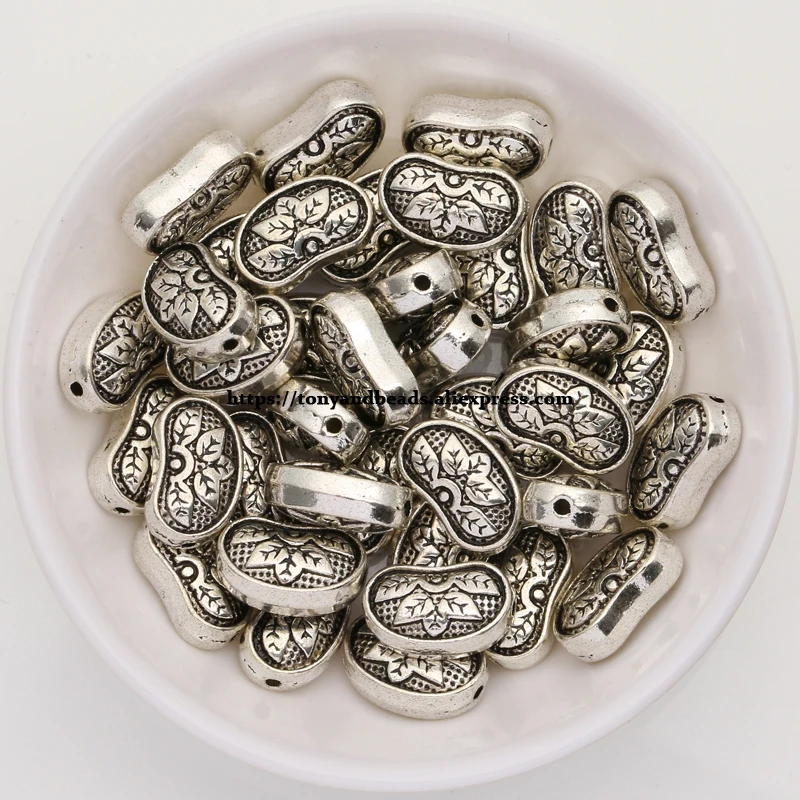 (50Pcs / Lot !) Zinc Alloy Tibetan Antique Silver European Charm Spacer Beads For Jewelry Making Size 8x14mm HZ6789