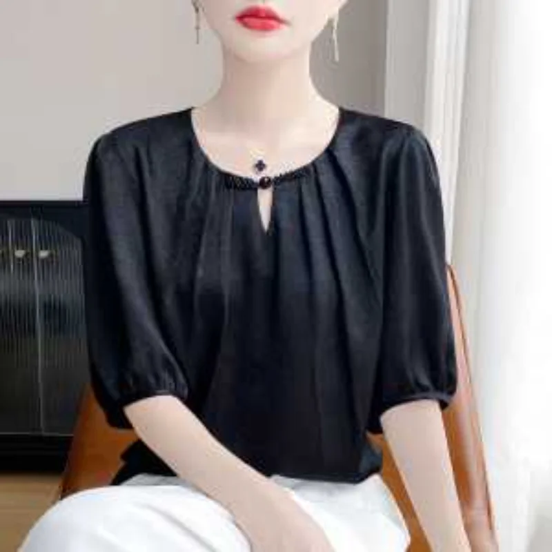 Chemise en satin à manches cou - Korean Lifestyle avis et prix