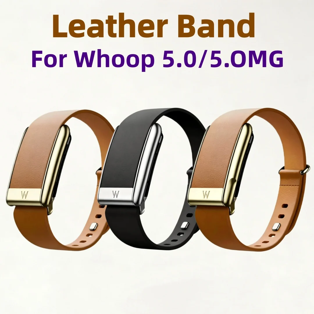 Luxury Leather Texture Strap With Metal Decor Cover Pin Buckle Replacement Band For Whoop 5.0 / 5.0 MG Comfort Fitness Tracker W