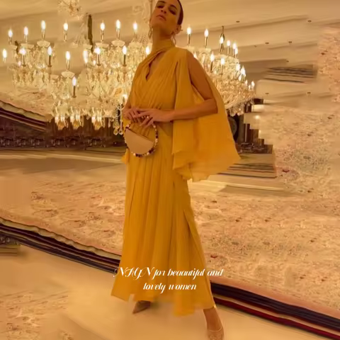 NFYN Flare Sleeve Prom Dress A Line Party Dress Asymmetric Chiffon Evening Dresse for Women حزب فساتين Customized