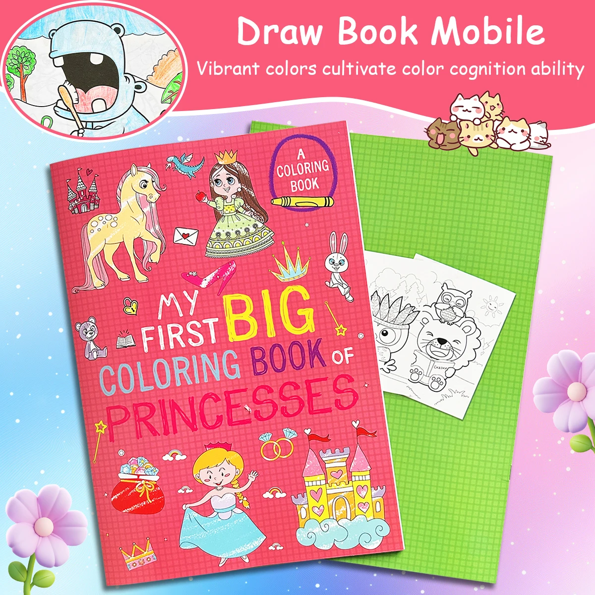Doodle Books for Kids Preschool Puzzle Painting Book with Animals And Princesses Themes Children's Creative Activity Book