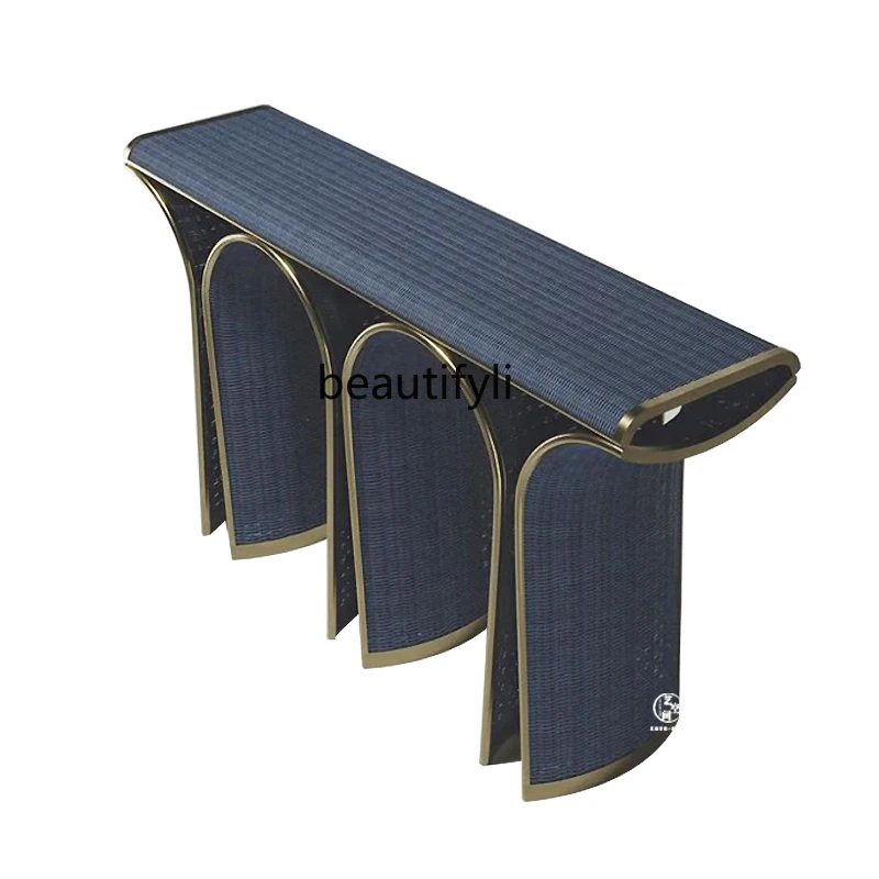 

Italian light luxury creative entrance table modern entrance table designer decorative strip case end view table