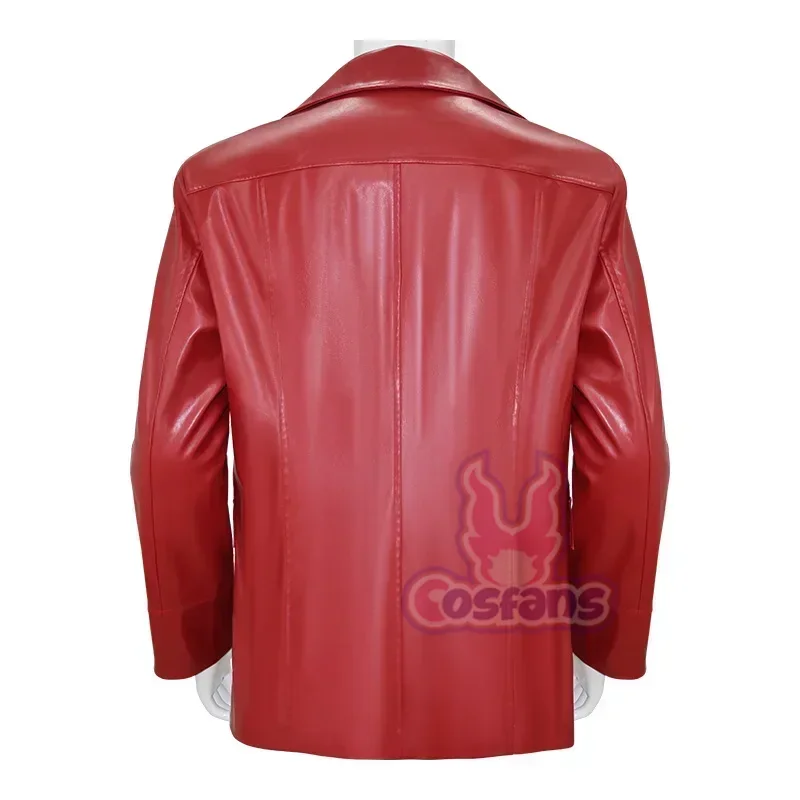 Fight Club Tyler Durden Cosplay Costumes Tyler Durden Brad Biker Leather Jacket Red Coat Shirt Glasses Halloween Party Suit
