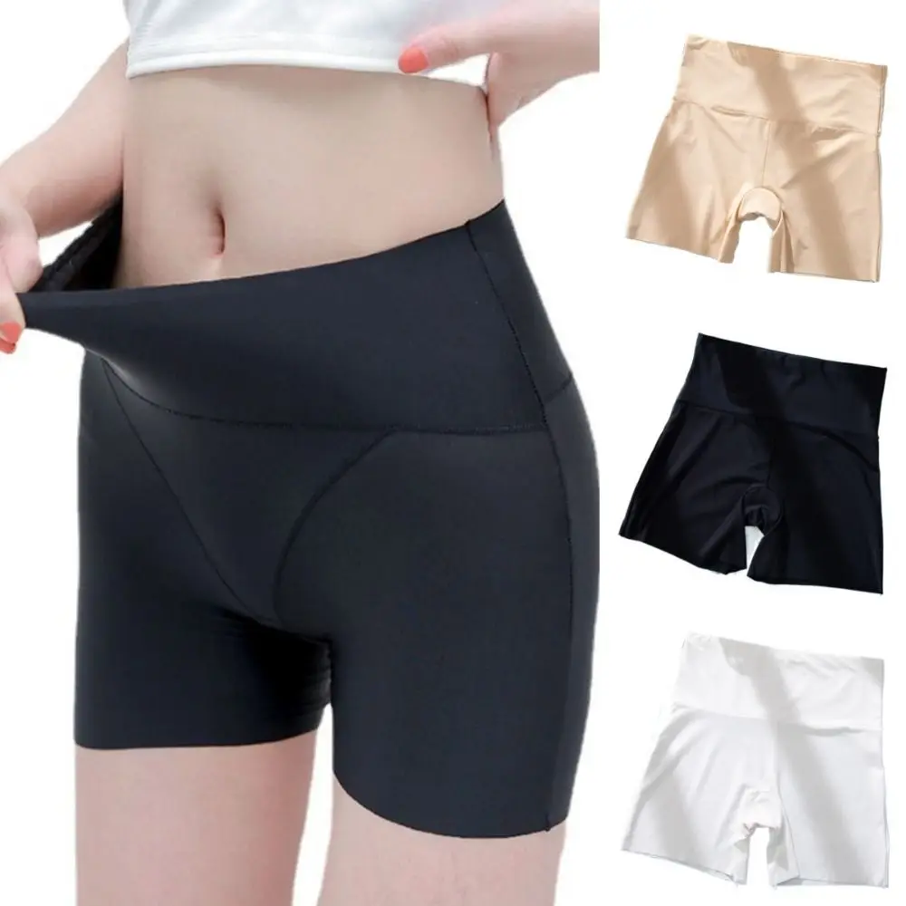 

Comfortable Seamless Ice Slik Shorts Thin Solid Color Women's Leggings Trousers Capris Skinny Safety Pants Summer