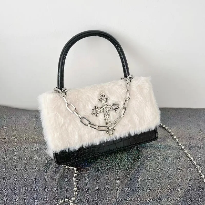 HAEX Y2K Mini Women Handbags Fashion New 2024 Gothic Cross Sac A Main Femme Individuality Chains Subculture Crossbody Bag Female