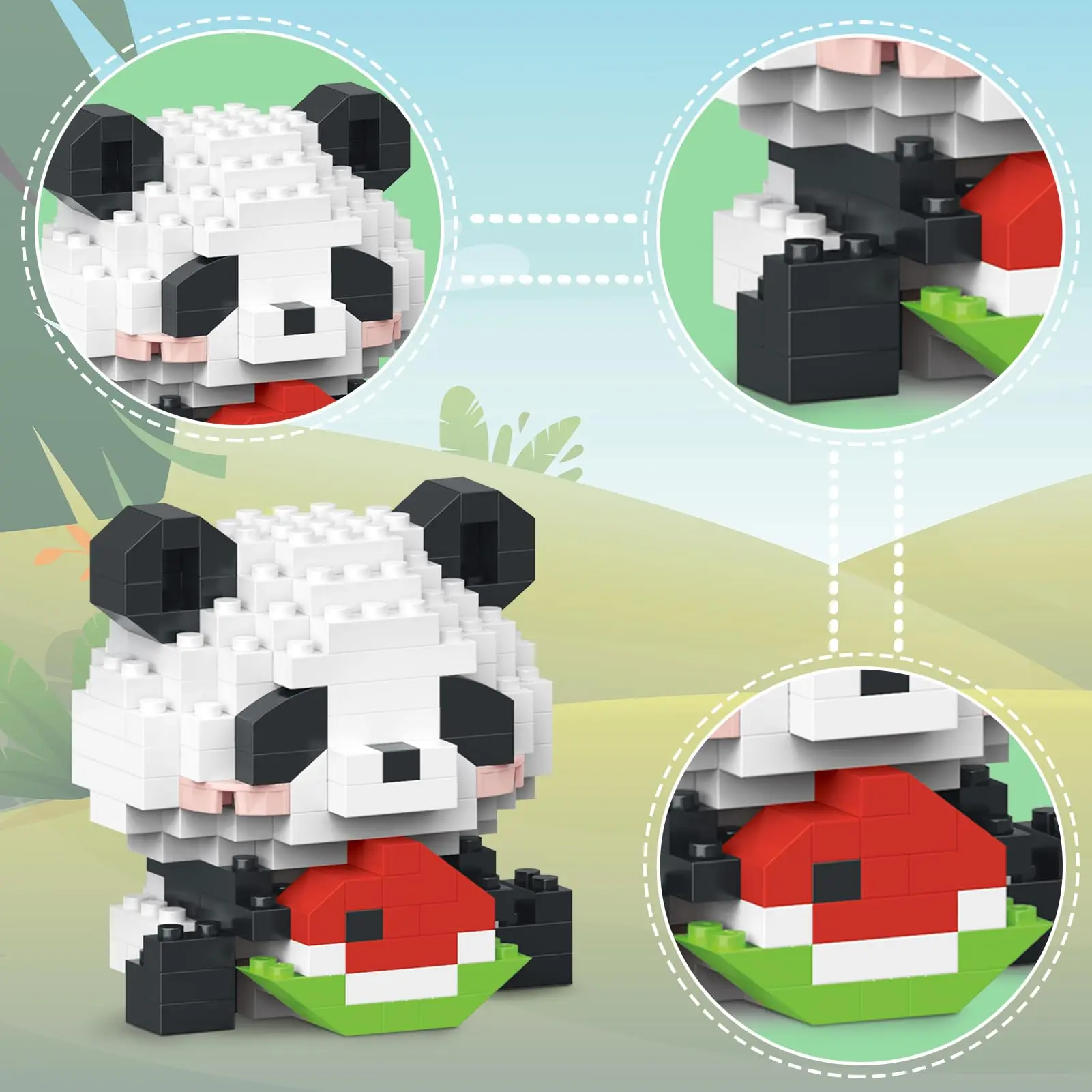 Chinesische Panda Mini Bausteine Bau Set Block Tiere Modell Montage Ziegel DIY Hause Dekoration Spielzeug für Mädchen Geschenke