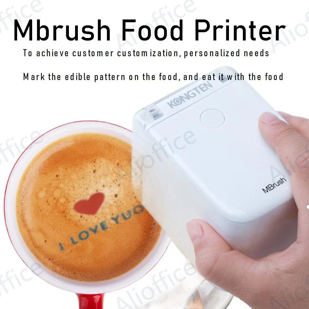 Kongten Mbrush Portable Mini Pattern Printer Color Ink Cake Printer Color Handheld Custom Pattern Macaron Coffe Printer Ink