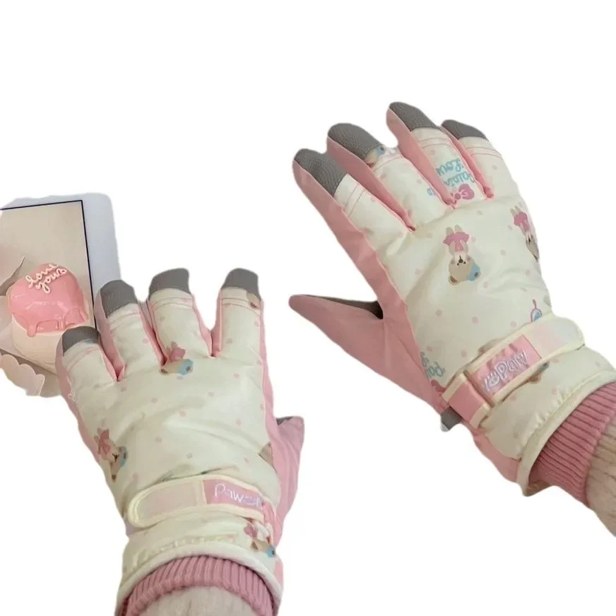 Gants de ski épais et chauds pour femme et fille, coupe-vent, écran tactile, cyclisme, sport, hiver, non ald plus velours neige 506