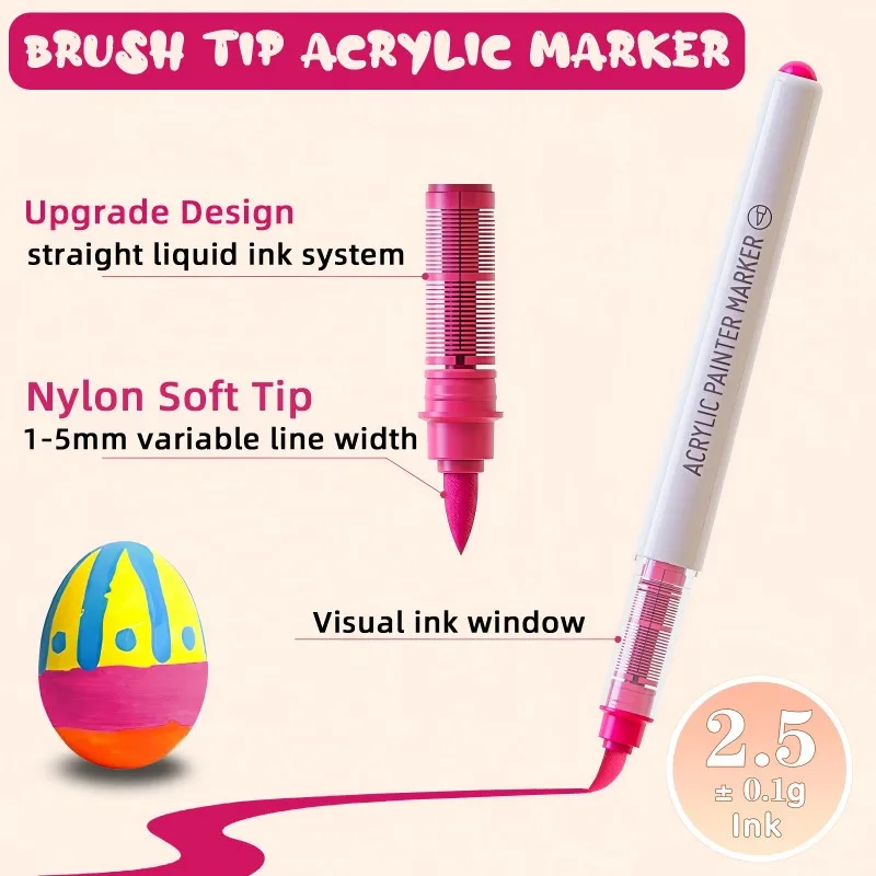 Languo 자동 잉크 제어 소프트 브러시 아크릴 페인트 펜, 9개 펜 팁 아크릴 페인트 펜 세트, 페인팅, 도자기, 캔버스, DIY 공예 학생 그래피티 아크릴 페인트 펜을 위한 14가지 전문 색상 시리즈