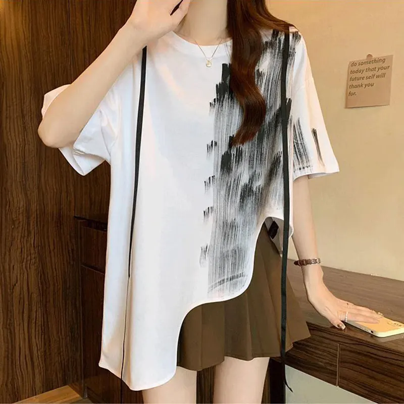 Women Clothes Fashion All-match Simplicity Printing Short Sleeve T-Shirt Women's Summer Casual Loose Temperament Elegant Tops