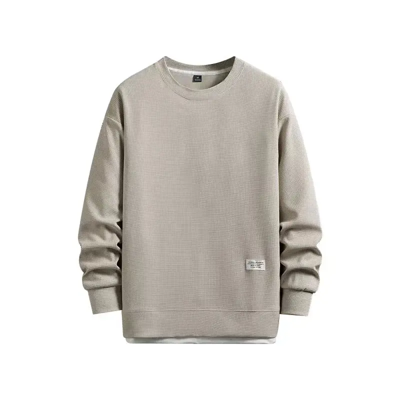 2024 primavera e autunno nuova moda uomo tinta unita Waffle felpa girocollo manica lunga Casual sport felpa con cappuccio Street Wear