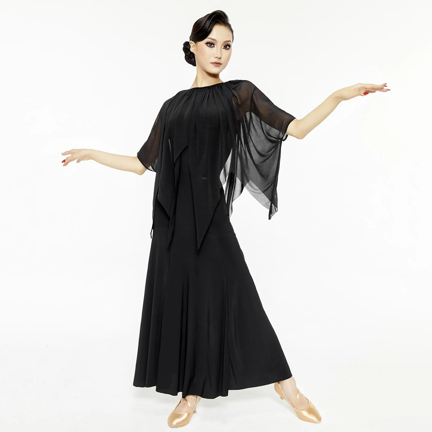 Abiti da ballo da sala Maglia nera Top senza schienale Donna Valzer Dance Performance Wear Rumba Abbigliamento da ballo latino BL16824