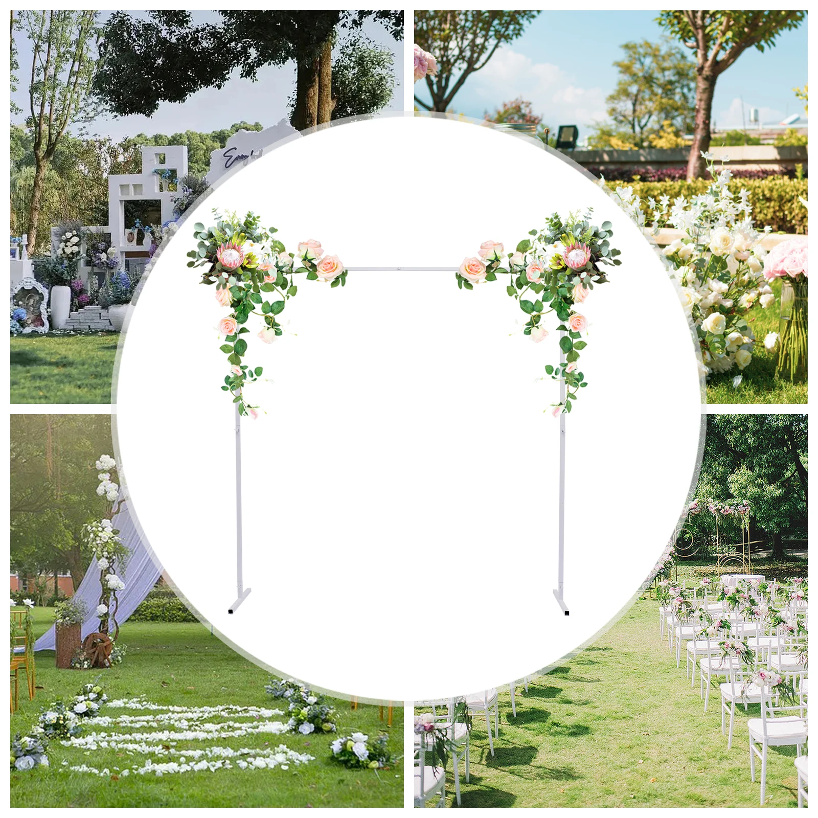 

6.6 Ft Square Metal Table Arch Garden Arbor for Garden, Indoor and Outdoor, Party Decoration, Easy Assembly