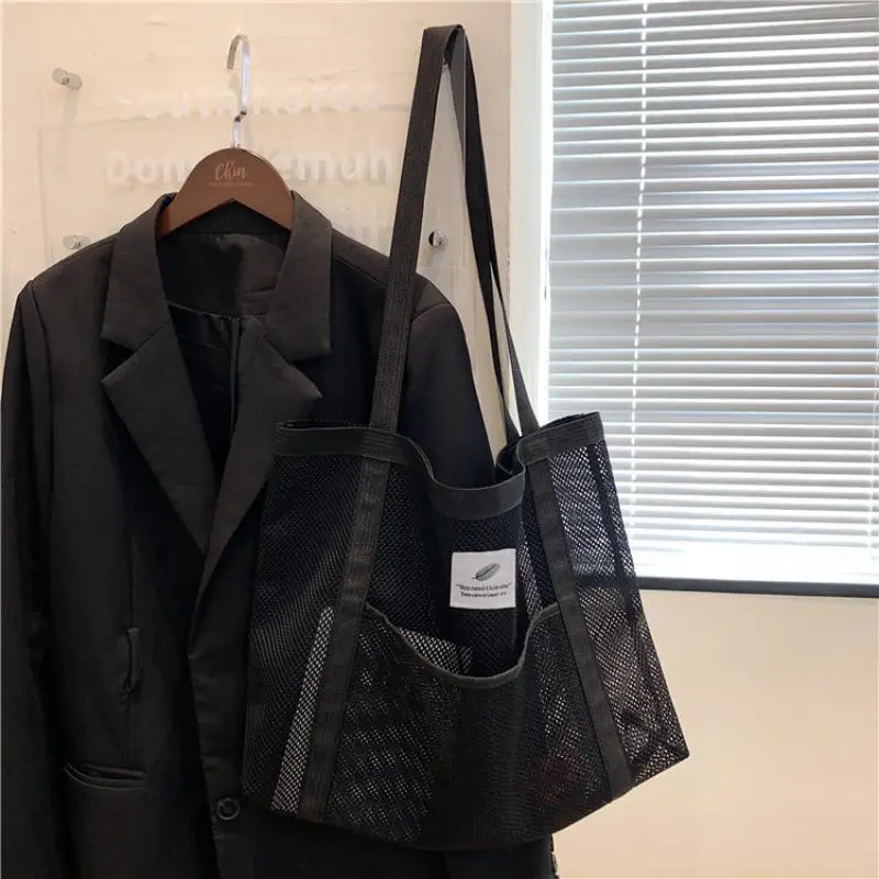Transparente Mesh-Umhängetasche für Damen, Modische Tragbare Handtasche zum Einkaufen, Reisen, für den Strand, Netz-Tasche – Detail 7