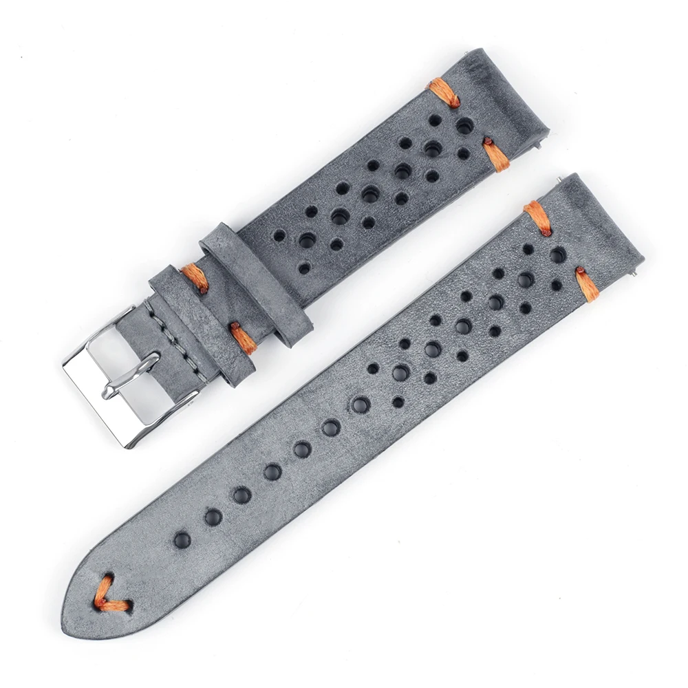 Genuine Leather Watch Straps 18mm 19mm 21mm 24mm Porous Breathable Watch Band Quick Release Watchband Replacement