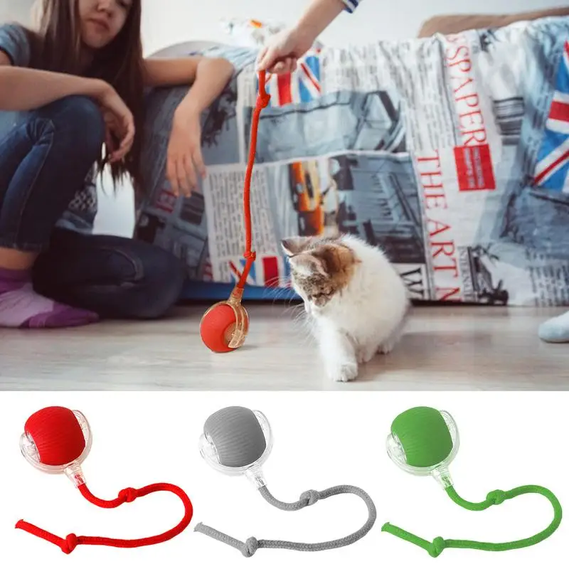 Electric Cat Ball Toys Automatic Rolling Ball Faux Tail Rechargeable Smart Pet Interactive Toy Dog Cat Balls for Interaction