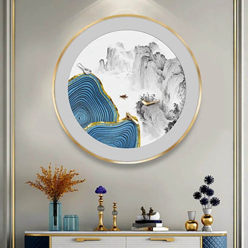 

abstract landscape circular painting hotel tea art artistic conception soft decoration hanging painting round frame decoration