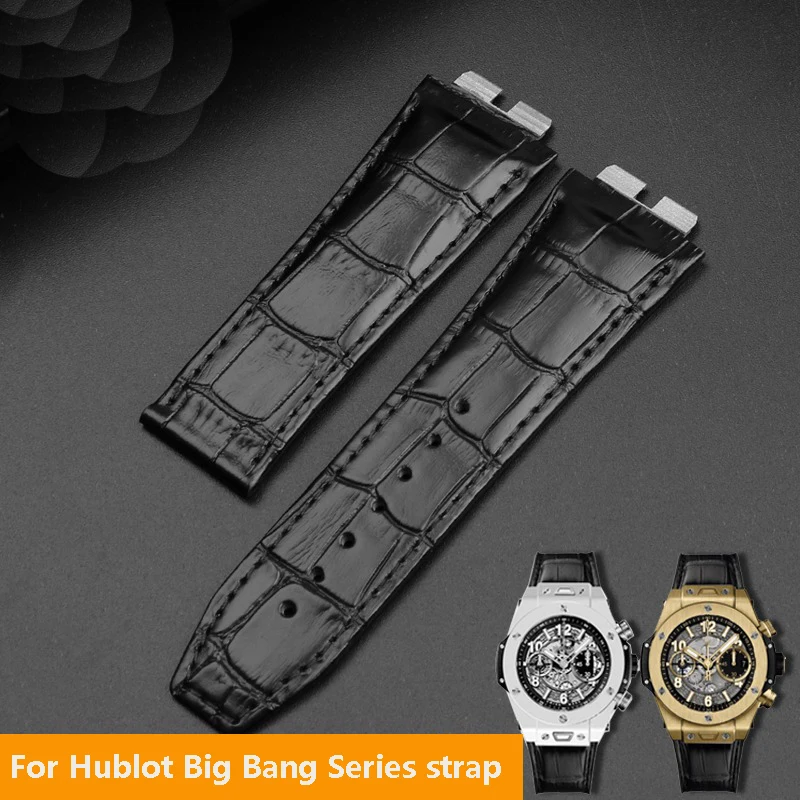 For Hublot Big Bang 411 Series Quick Release Interface Cowhide Watch Strap Wrist Bracelet 27mm Men Watchband