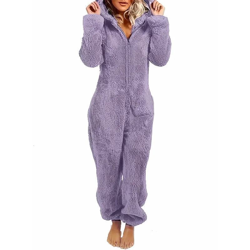 Women Onesies Cute Bear Pyjamas Supersoft Fluffy  Pajamas Flannel Hooded Jumpsuit Long Sleeve Nightwear Costumes