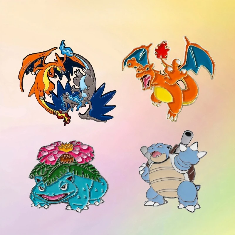 Broches en émail Kawaii Anime Pokémon Charizard Venusaur Squirtle, badges mignons pour sacs à dos, bijoux, cadeaux pour fans