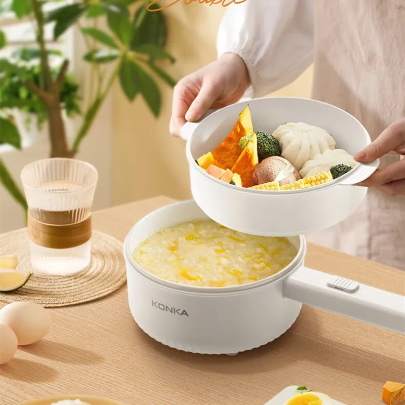 

Electric Boiler Electric Hot Pot Electric Steamer Fryer 1.6L Mini Electric Pot Non Stick Pot with Steamer 220V