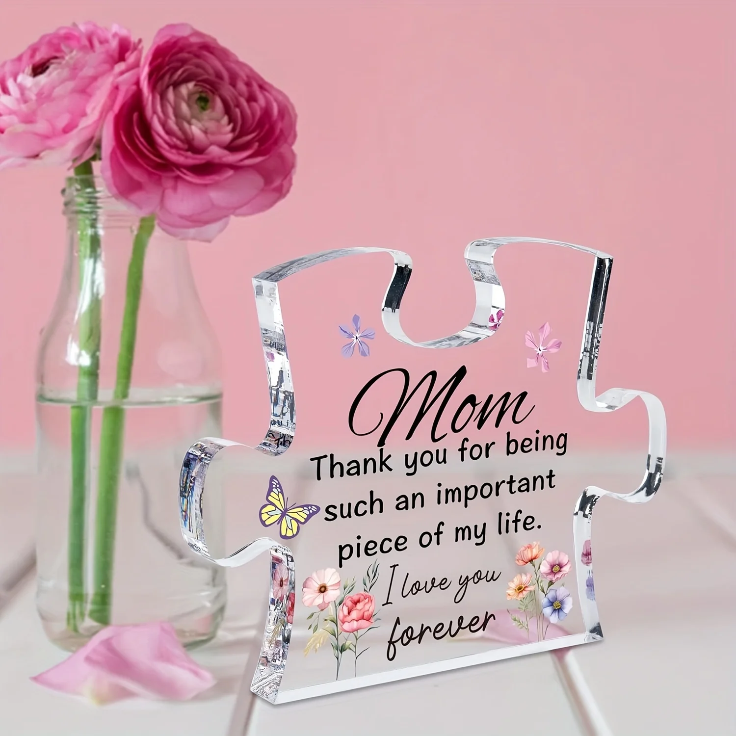 1pc,Gifts for Mom Puzzle Acrylic Plaque Ornaments Mom Gifts from Daughter Son Kids Mother Presents Christmas Birthday Gifts for